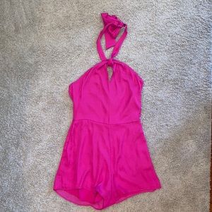 NWT naked zebra hot pink halter neck romper, size medium